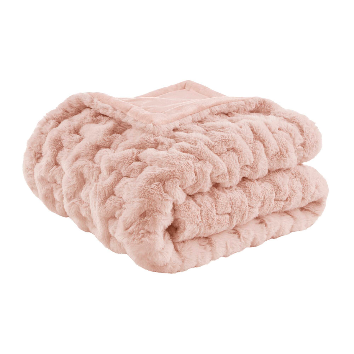Ruched Fur - Ruched Throw - Blush