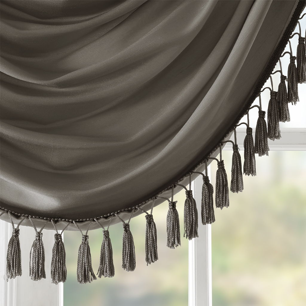 Elena - Waterfall Embellished Valance - Pewter