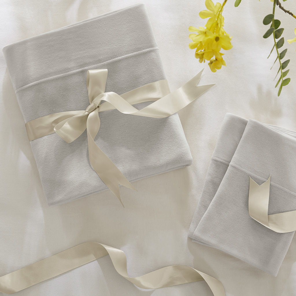 Blend Jersey Knit - 4 Piece Queen All Season Sheet Set - Gray