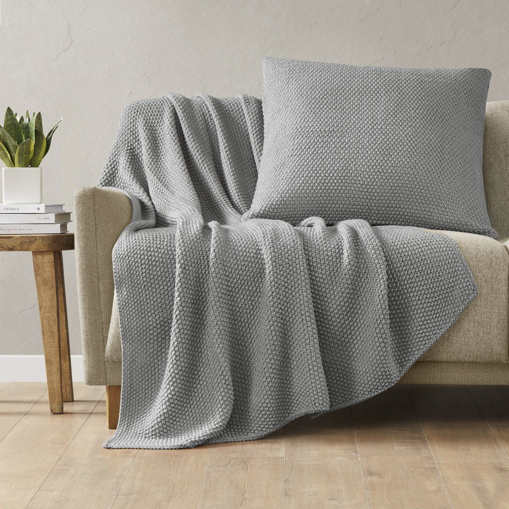 Bree Knit - Euro Pillow Cover - Gray