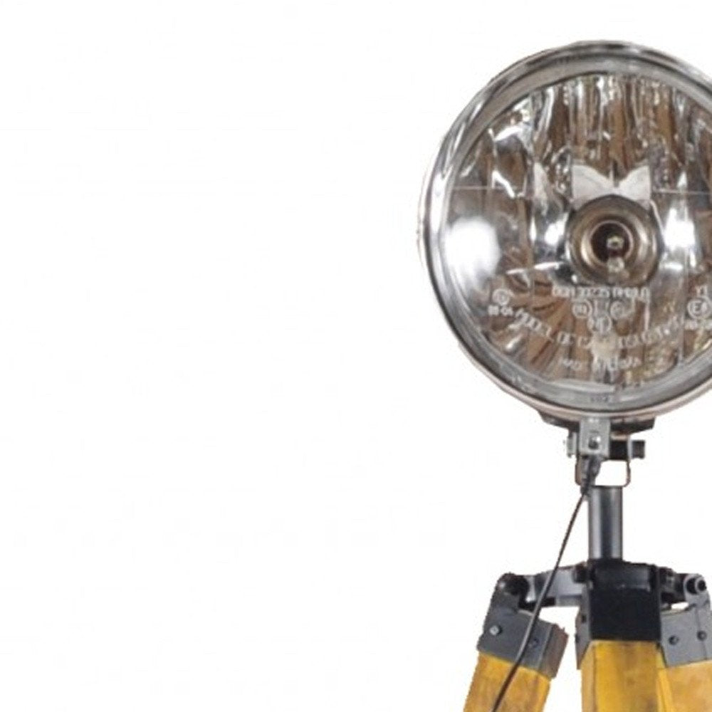 35" Brown Tripod Floor Lamp With Cone