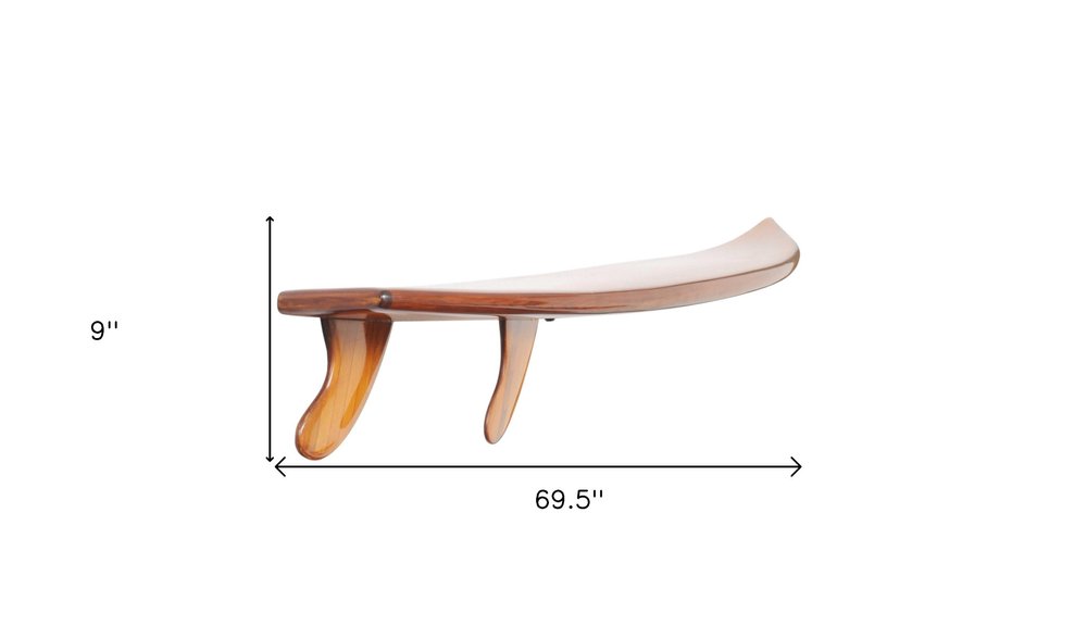70" Brown Solid Wood Wall Mounted Floating Shelf