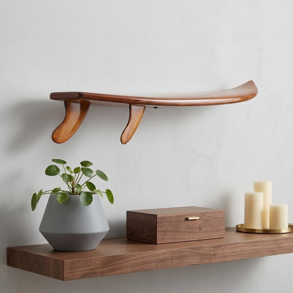 70" Brown Solid Wood Wall Mounted Floating Shelf