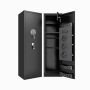 Large Capacity Mechanical Gun Safe For Rifles & Handguns, Digital Password Lock, Built In Independent Lock Box, Adjustable Shelves - Black