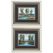 13" X 11" Brushed Silver Frame Stream Side (Set Of 2)