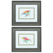 Set of Two Red and Blue Turtle Framed Wall Art