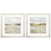Set of Two 18" Sunset Landscapes Champagne Framed Wall Decor
