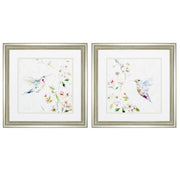 19" X 19" Brushed Silver Frame Hummingbird (Set Of 2)