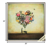 25" X 25" Silver Frame Big Heart Botany