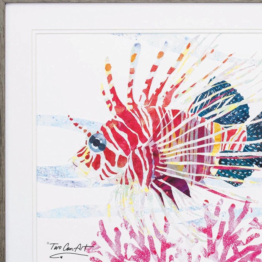 23" X 23" Sea Creature Fish Brown Square Framed Art