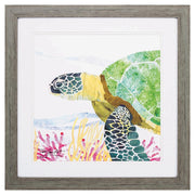 23" X 23" Sea Creature Sea Turtle Brown Square Framed Art