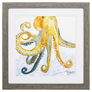 23" X 23" Sea Creature Octopus Brown Square Framed Art