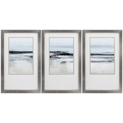 21" X 34" Silver Frame Landform I (Set Of 3)
