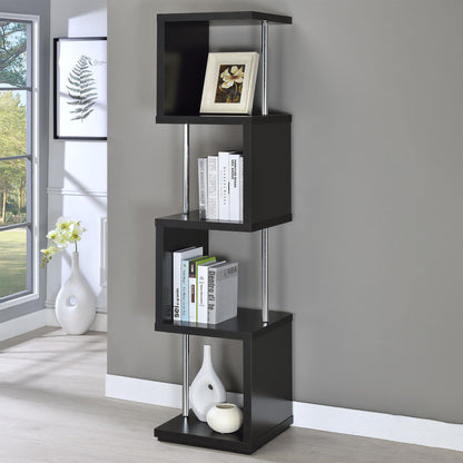 4 Tier Bookcase With Accents - Black