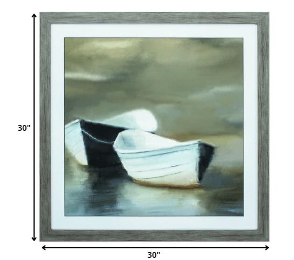 30" X 30" Woodtoned Frame Boat Friends