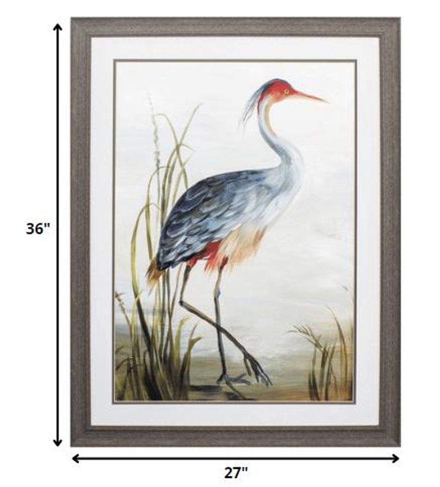 36" X 27" Brown Heron Framed Art