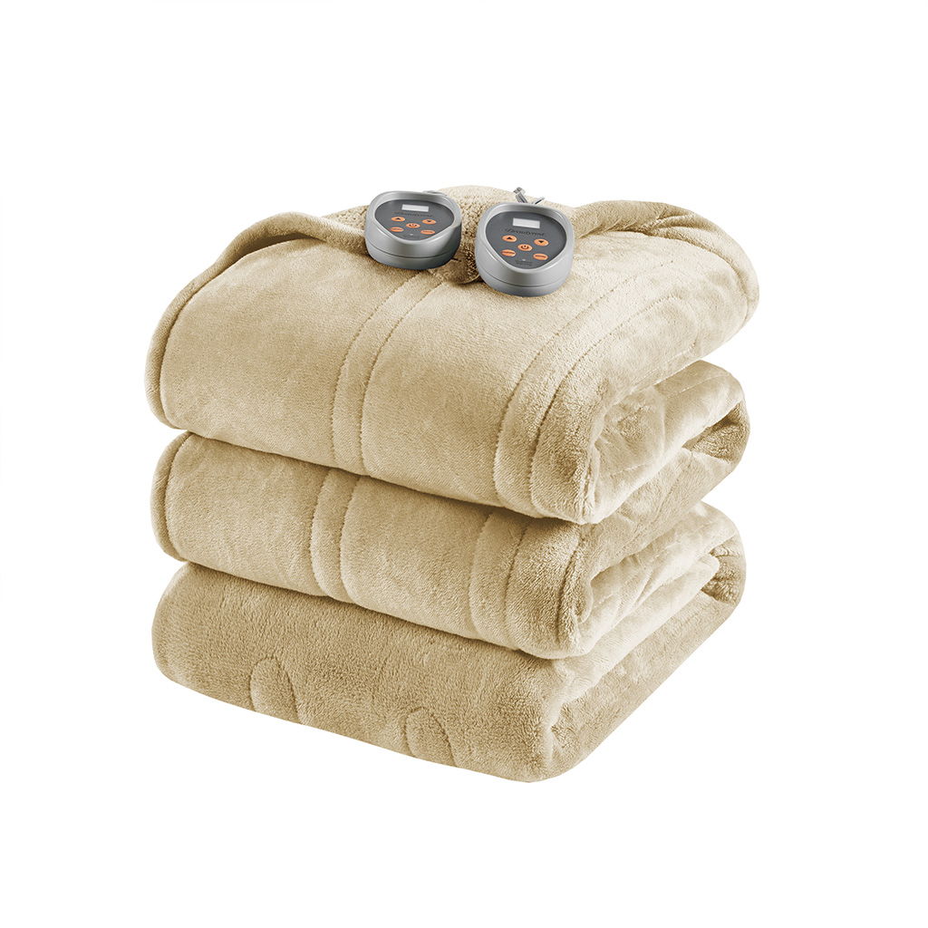 Heated Microlight To Berber - Full Blanket - Tan