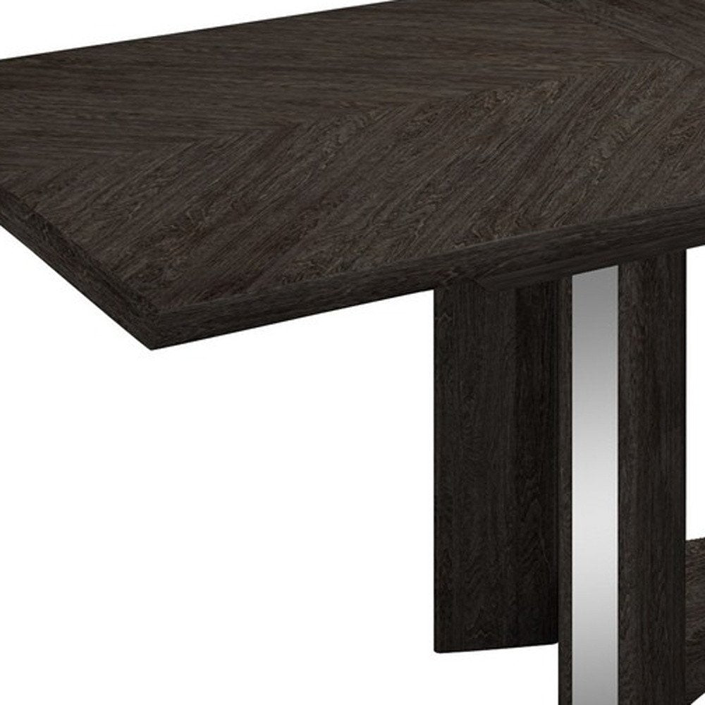 Set of Two Gray And Dark Brown Upholstered Dining Side Chairs