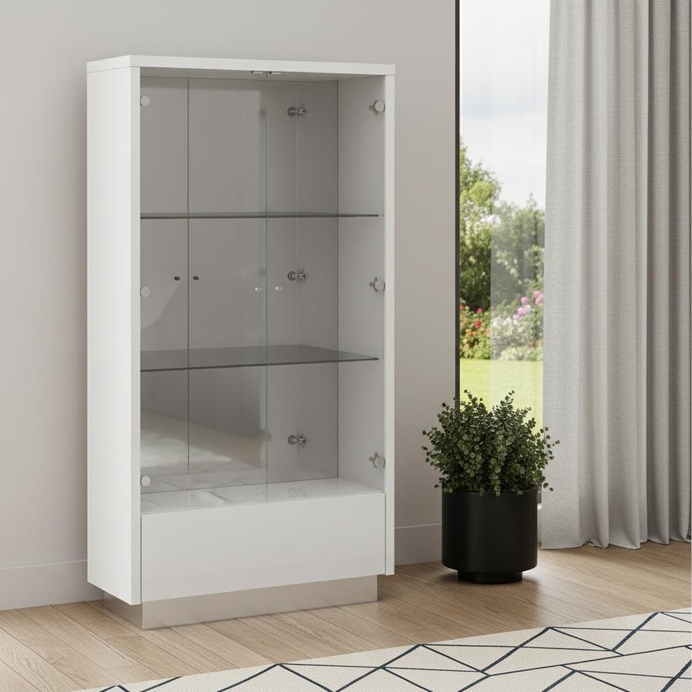 72" White Buffet Table with Four Doors