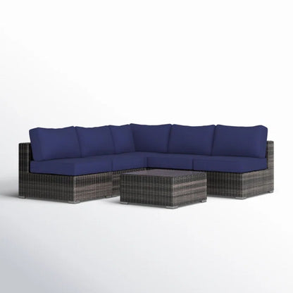 Seating Set With Cushions Handcrafted Wicker Design