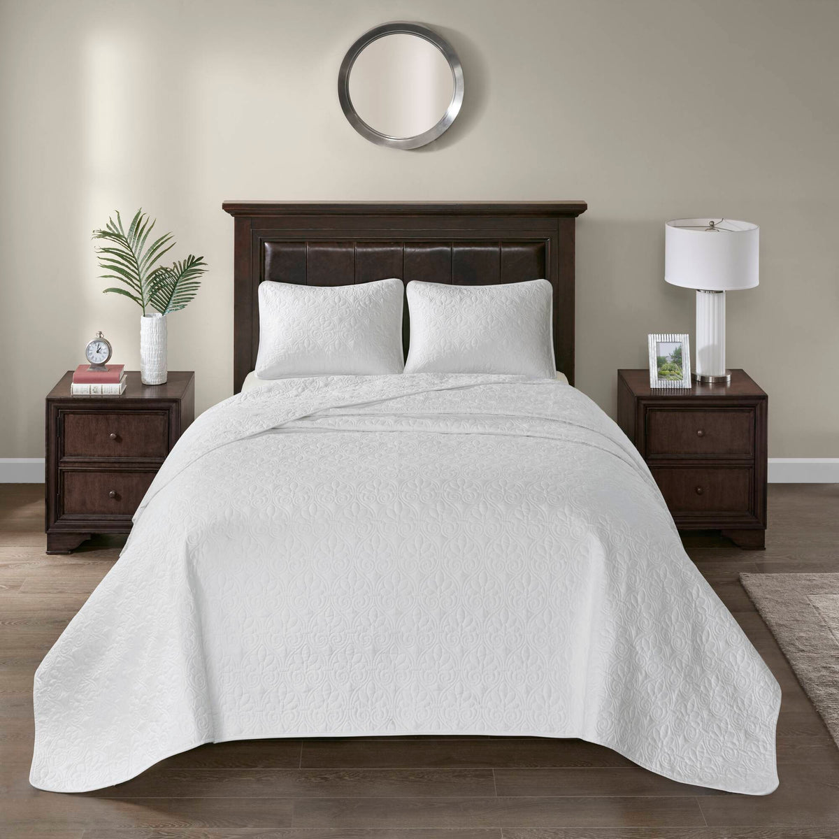 Quebec - Twin Reversible Bedspread Set - White