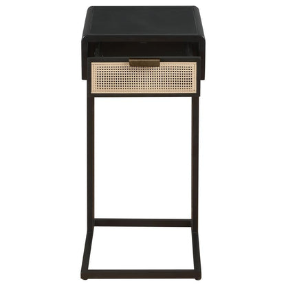 Amherst - 1-Drawer Radio Weave Cane Metal Side Table