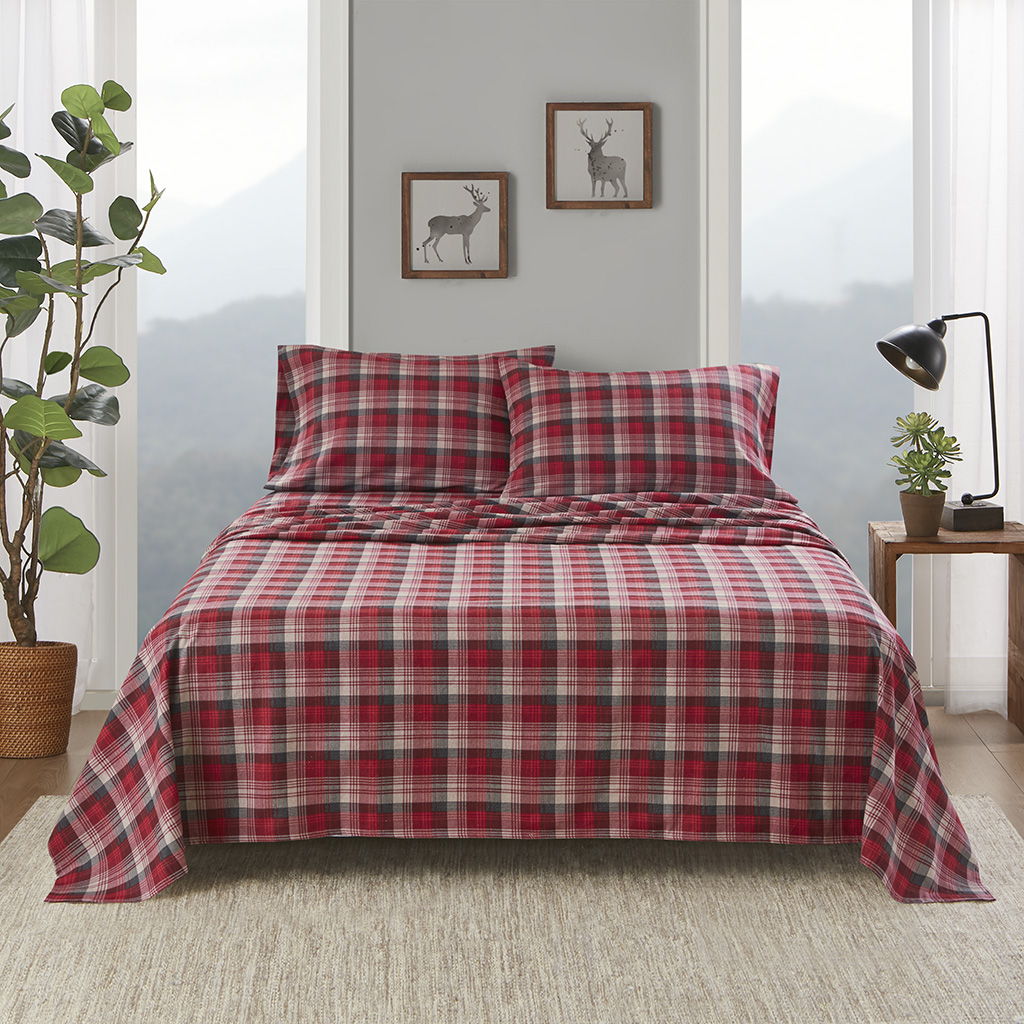 Flannel - King Sheet Set - Red Plaid