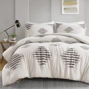 Tahli - 3 Piece Full Cotton Blend Chenille Comforter Set - Gray