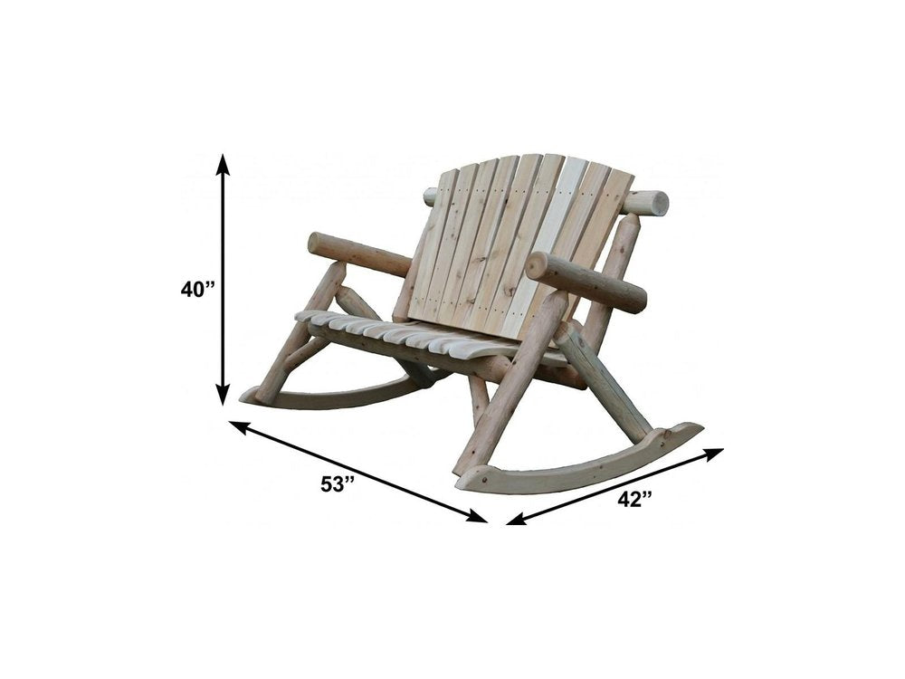 53" X 42" X 40"  Natural Wood Rocking Loveseat
