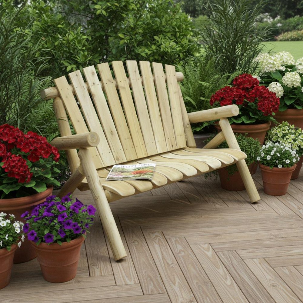 50" X 30" X 39"  Natural Wood Loveseat