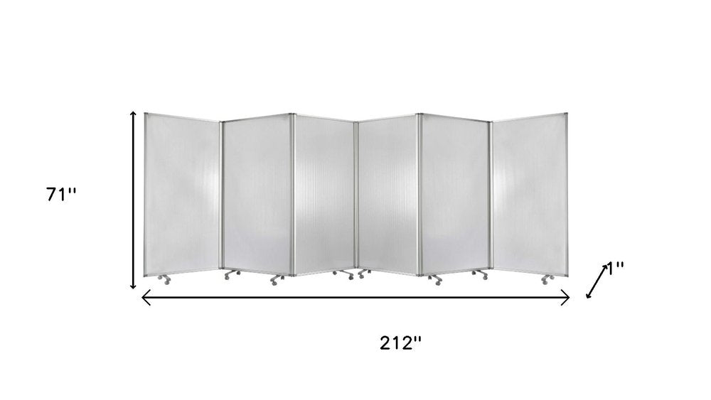 71" Clear Iron Folding Six Panel Screen Room Divider