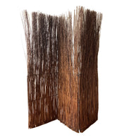 84" Brown Rattan Folding Three Panel Screen Room Divider