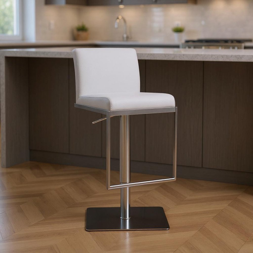 20 " White And Silver Stainless Steel Bar Chair