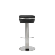 30" Black and Silver Faux Leather and Steel Bar Height Bar Chair