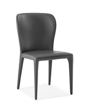 Set of Two Gray Upholstered Faux Leather Dining Side Chairs