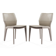 Set of Two Taupe Upholstered Faux Leather Dining Side Chairs