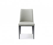 Set of Two Gray and Black Upholstered Faux Leather Dining Side Chairs