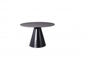 47" Gray Rounded Stone And Iron Pedestal Base Dining Table