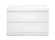 20" White Wood Two Drawer Nightstand