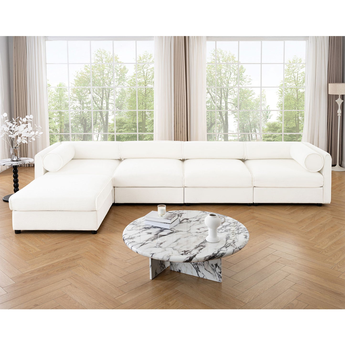 Contemporary Elegant Sofa With Storage And Ottoman