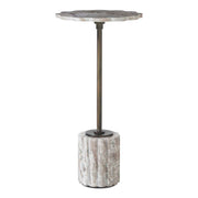 Lana - Scalloped Marble Drink Table - Bronze / White