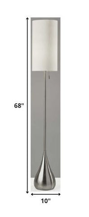 68" Silver Floor Lamp With White Fabric Drum Shade