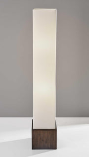 50" Brown And White Rattan Two Light Column Floor Lamp With White Fabric Shade