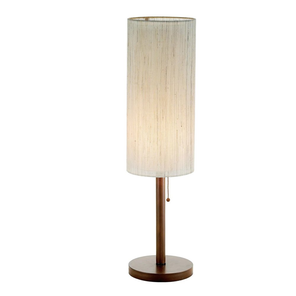 31" Walnut Solid Wood Standard Table Lamp With Beige Shade