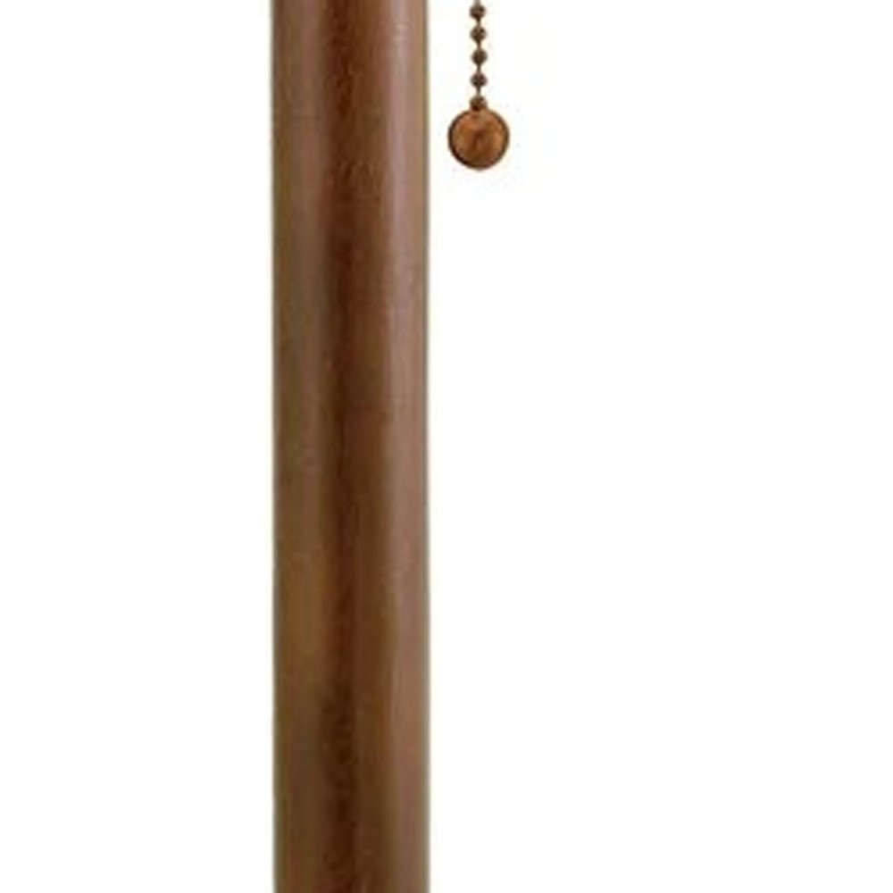 31" Walnut Solid Wood Standard Table Lamp With Beige Shade