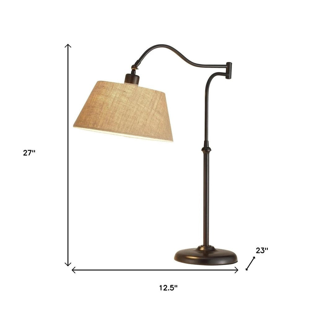 Dark Bronze Metal Swing Arm Adjustable Table Lamp