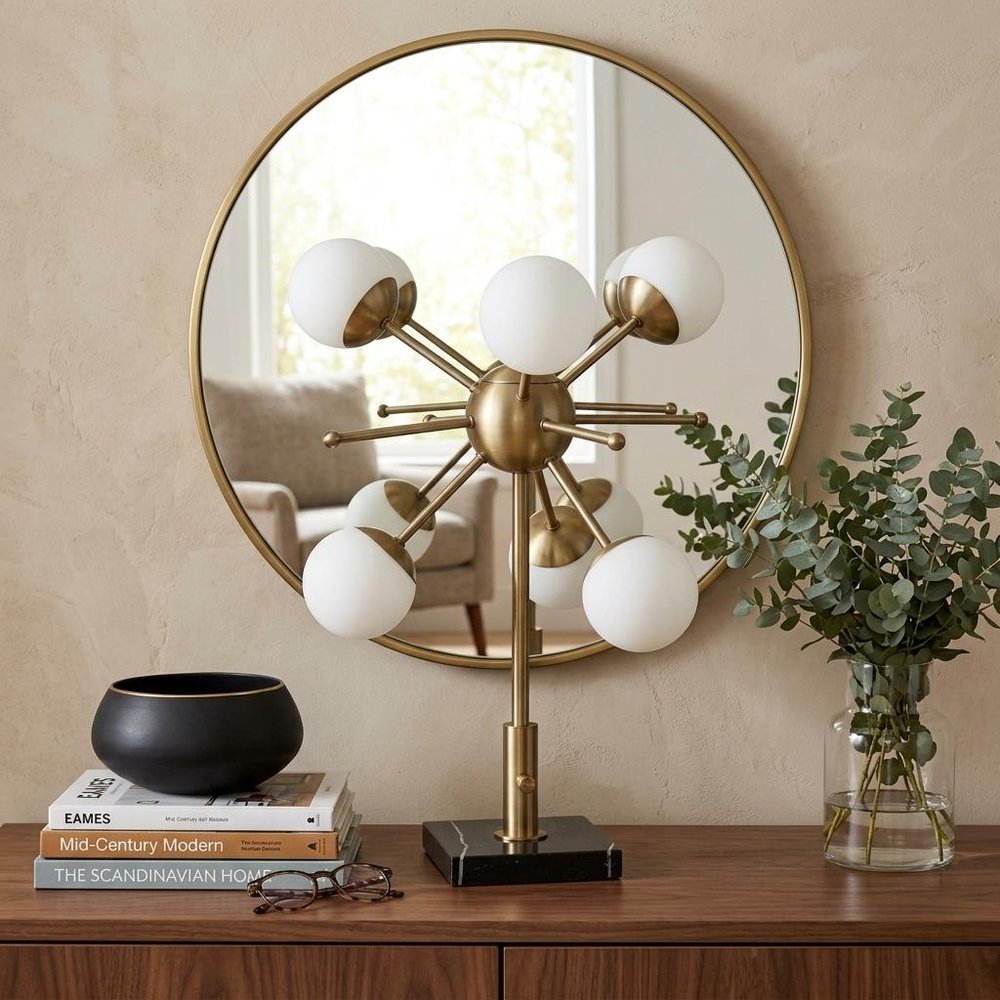 23" Black Metal Six Light Standard Table Lamp