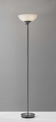72" Black And White With White Glass Shade
