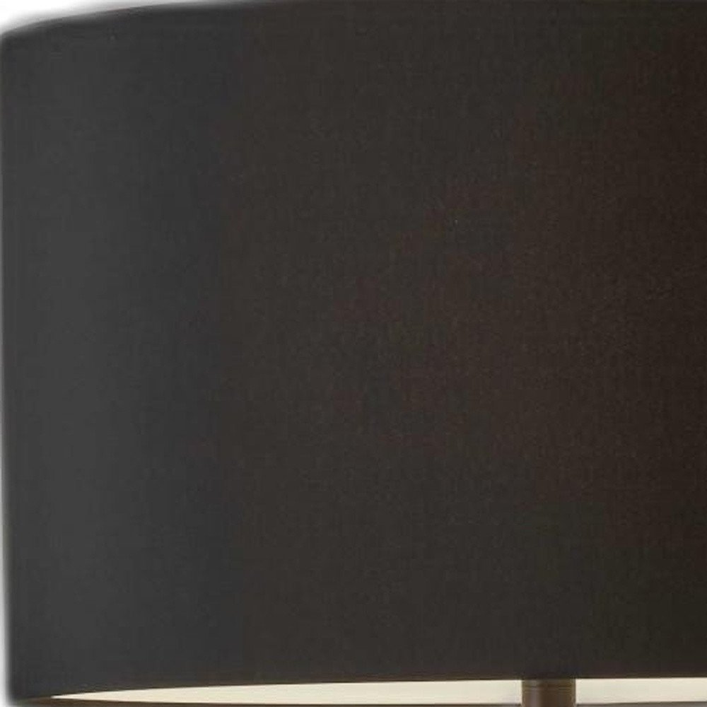 60" Brown And White Tripod Floor Lamp With White Linen Drum Shade
