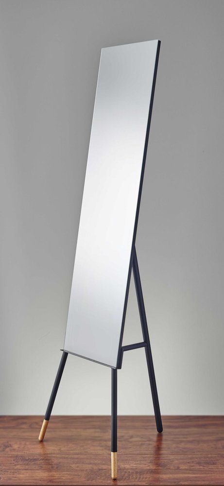 57" Black Metal Freestanding Framed Standing Mirror